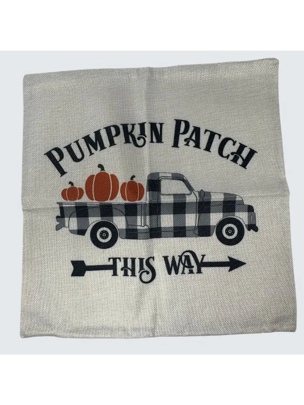 Fall Pillow Covers Buffalo Plaid Pumpkin Leaf Pickup Truck Canvas 18x18 in